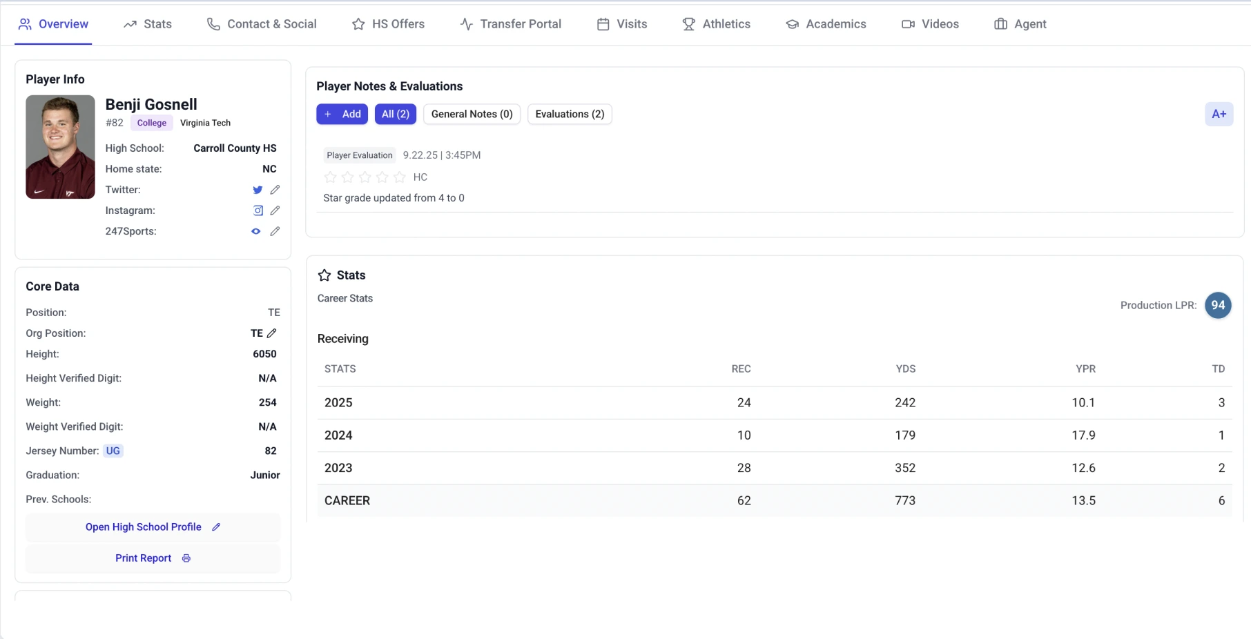 NextGen Player Profile - Detailed player information and scouting data