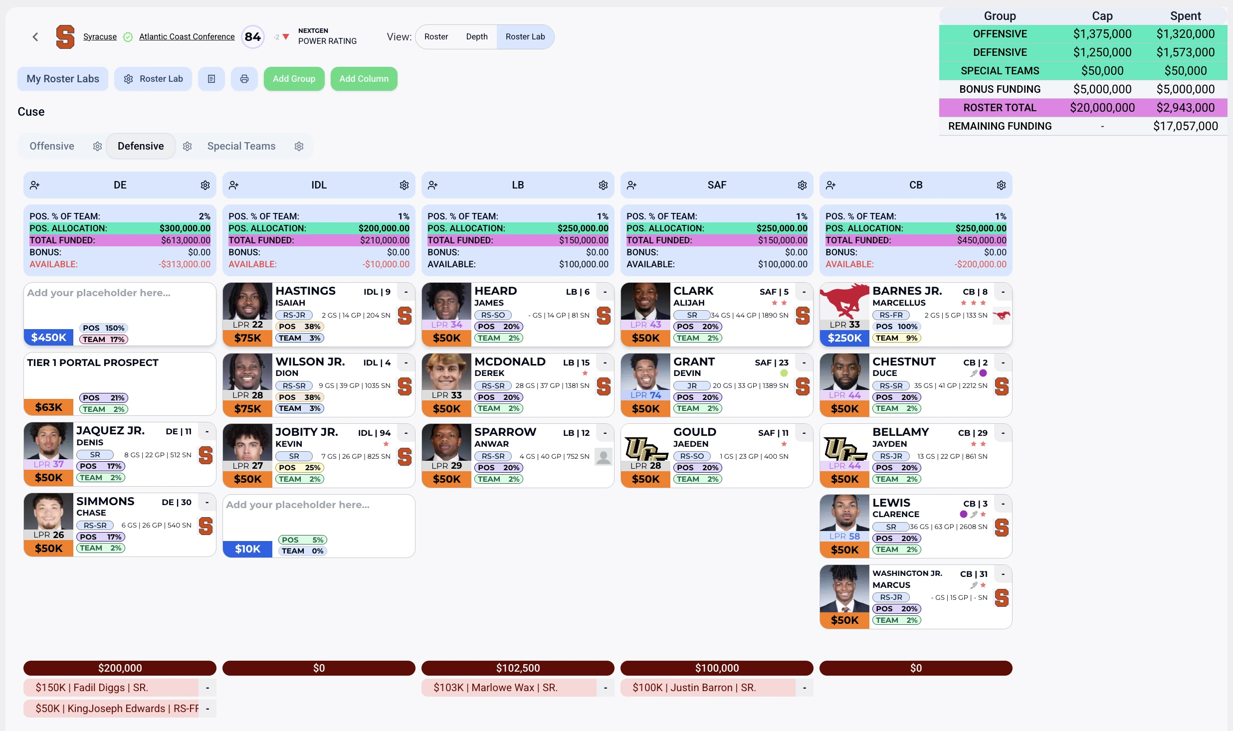 NextGen Roster Lab - NIL and financial management platform